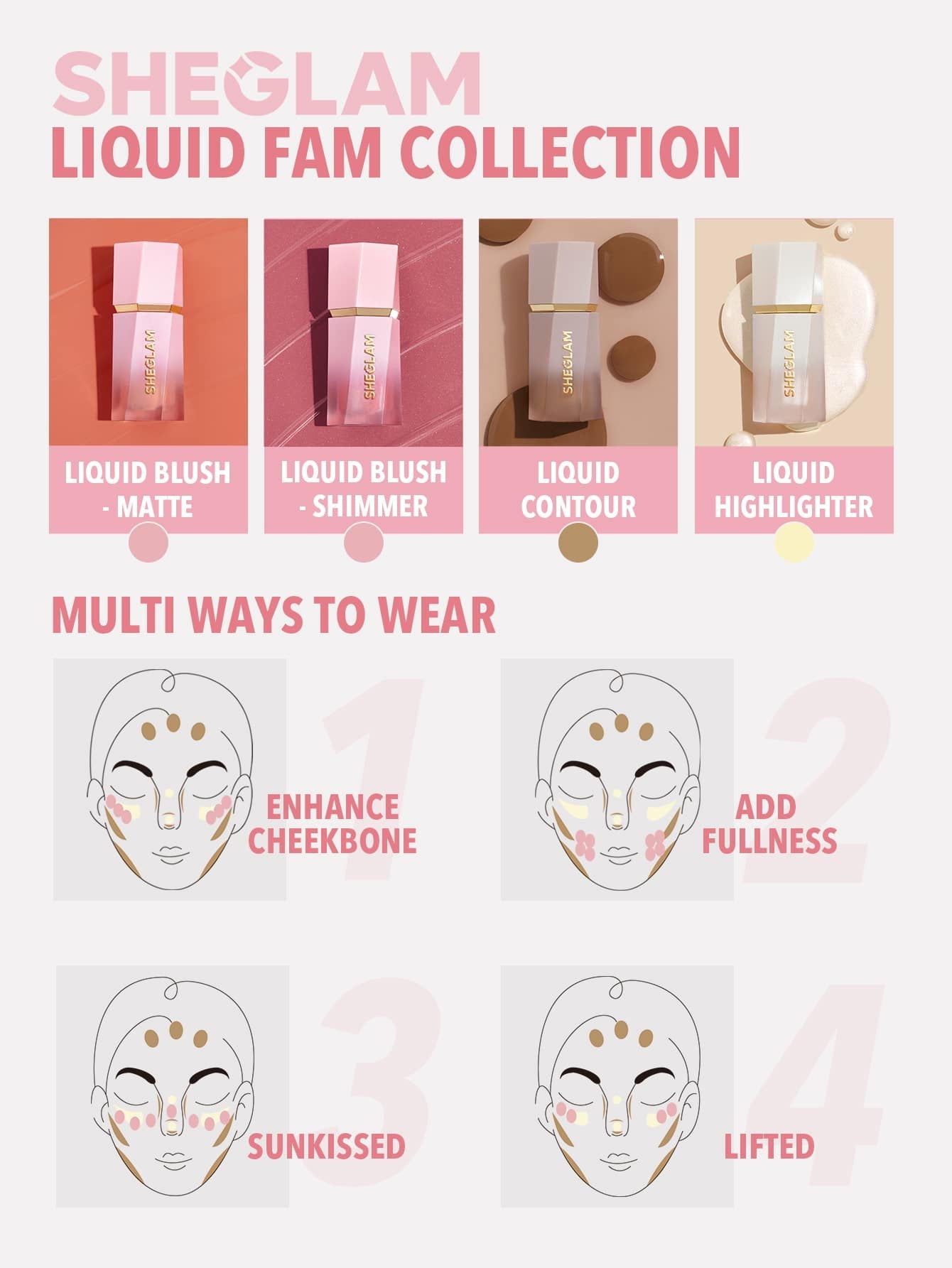 SHEGLAM Color Bloom Liquid Blush-On Point Liquid Blush Liquid Waterproof Long Lasting High Pigment Non-Fading Natural Lasting Glow Lightweight Face Makeup Black Friday Pink Blush