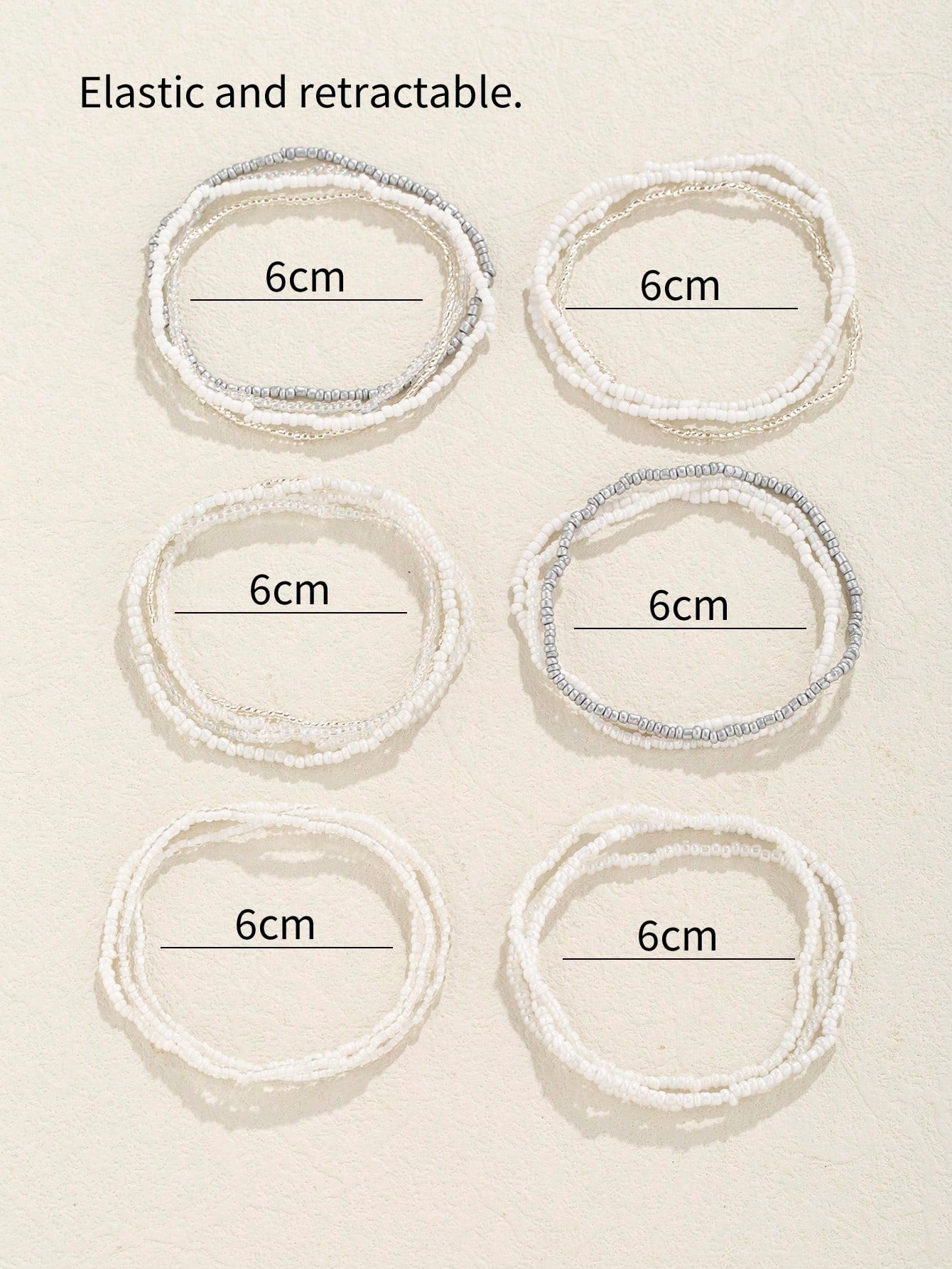 20Pcs Bohemian Style Glass Beads White Color Stacked Bracelets for Women