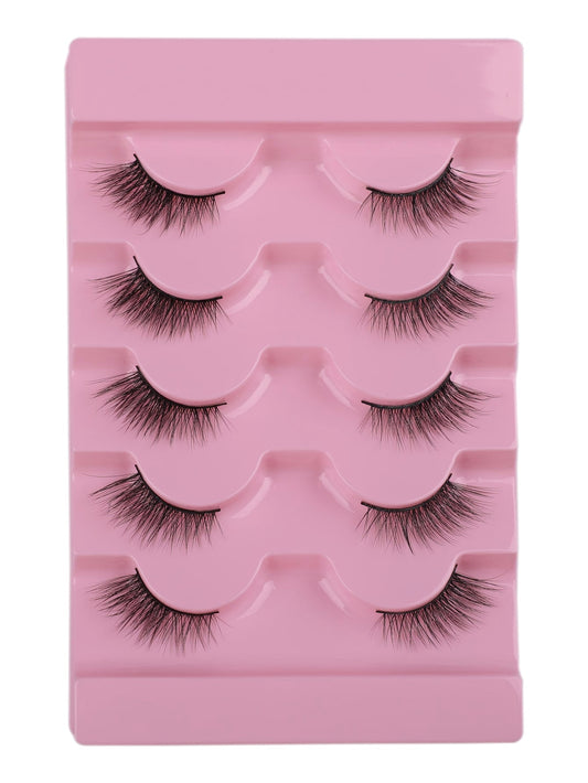 5Pairs/Set Natural & Cute Half-Length Comfortable Soft False Eyelashes Made of Wool