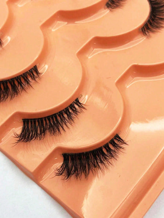 False Eyelashes,14 Pairs Clear Band Cat Eye Elongated D-Curved Half Eyelashes