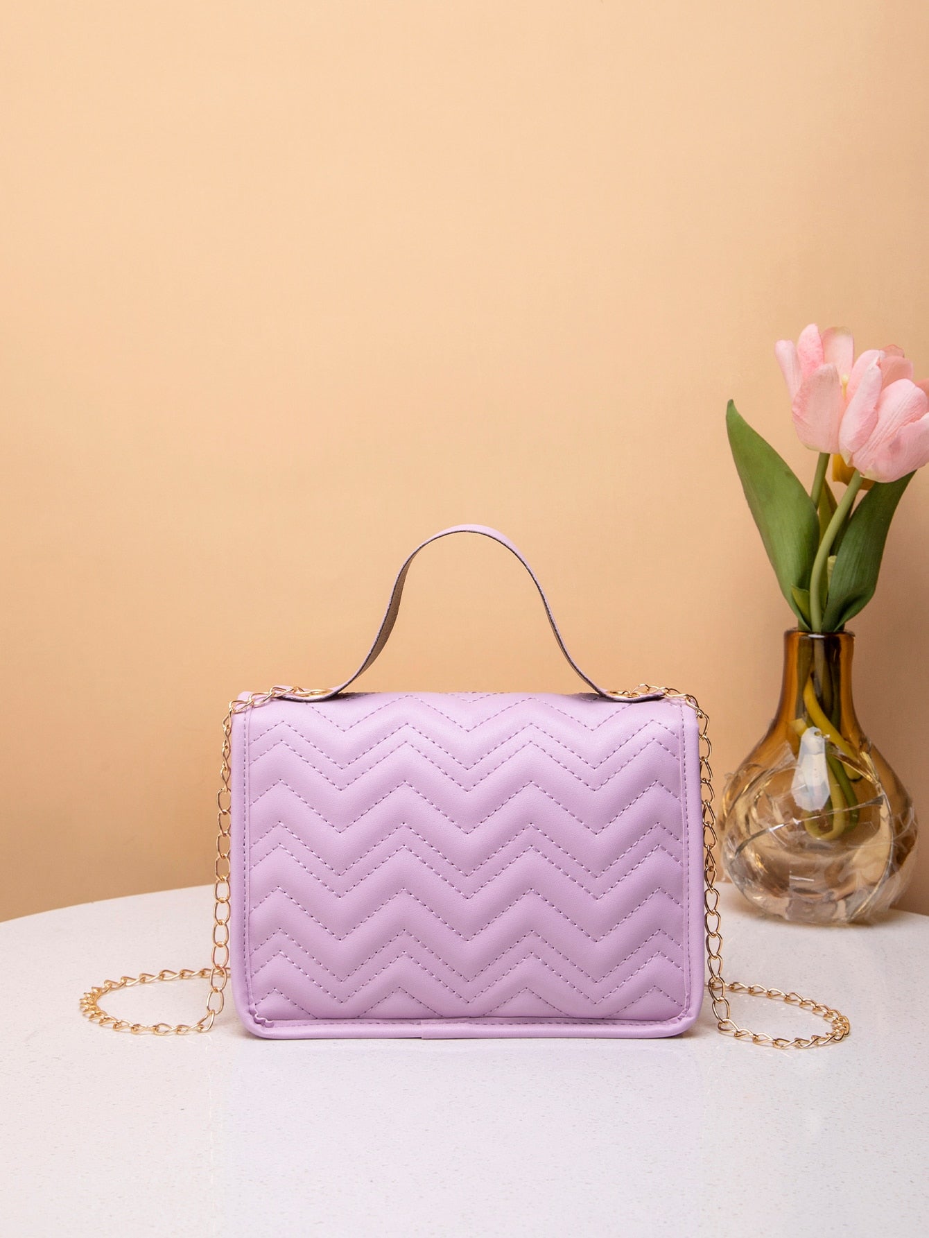 Mini Chevron Flap Chain Square Bag