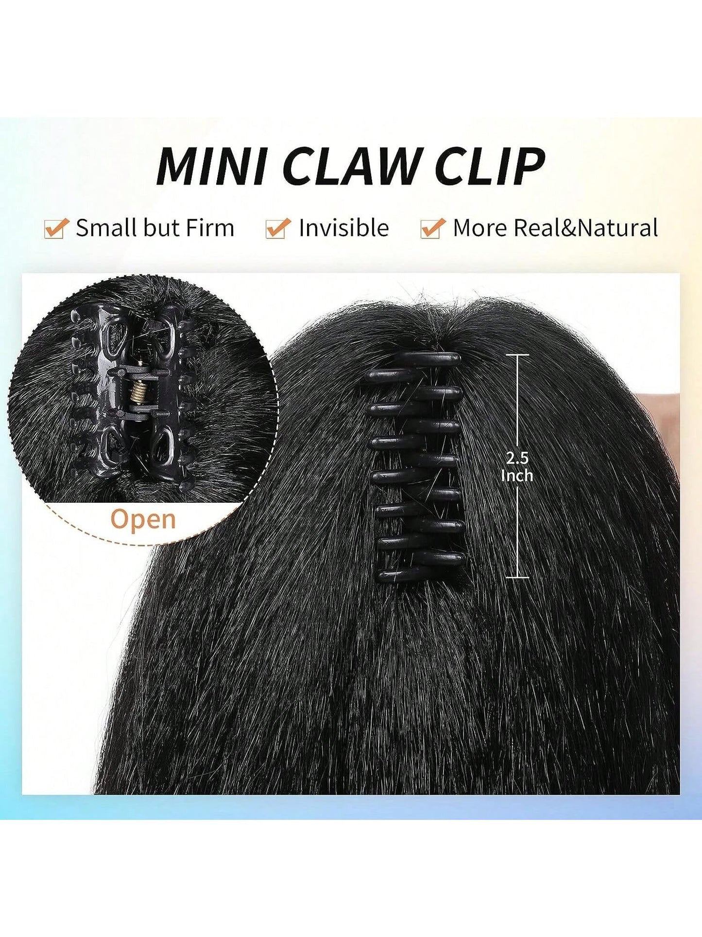 12 Inches Kinky Ponytail Hair Extensions Claw Clip Yaki Black Ponytail Extension for Kinky Straight Clip in Ponytail Hair Extensions (12 Inches)