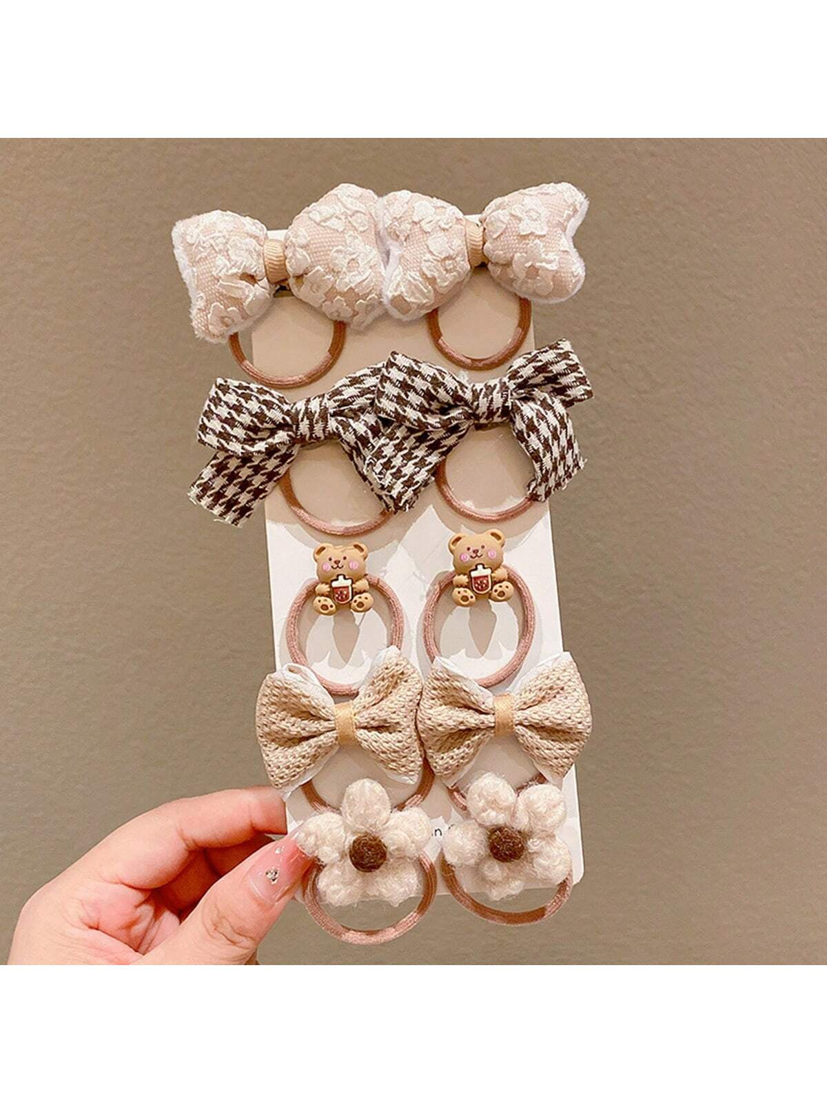 10Pcs Mini Bear & Bowknot & Flower Design Hairpins - without Card