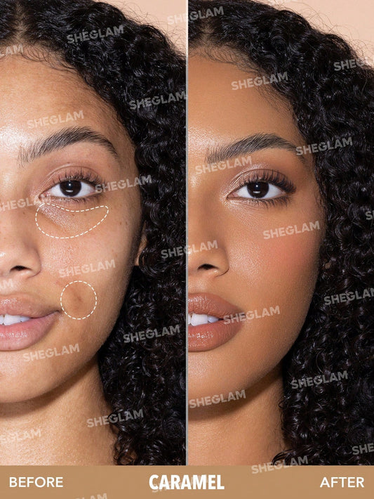 SHEGLAM Complexion Boost Concealer-Caramel Sponge-Head Applicator Matte Liquid Concealer Long Lasting Brightening Color Corrector Weightless All-Day Long Lasting Hydrating Concealer Black Friday Winter Concealer