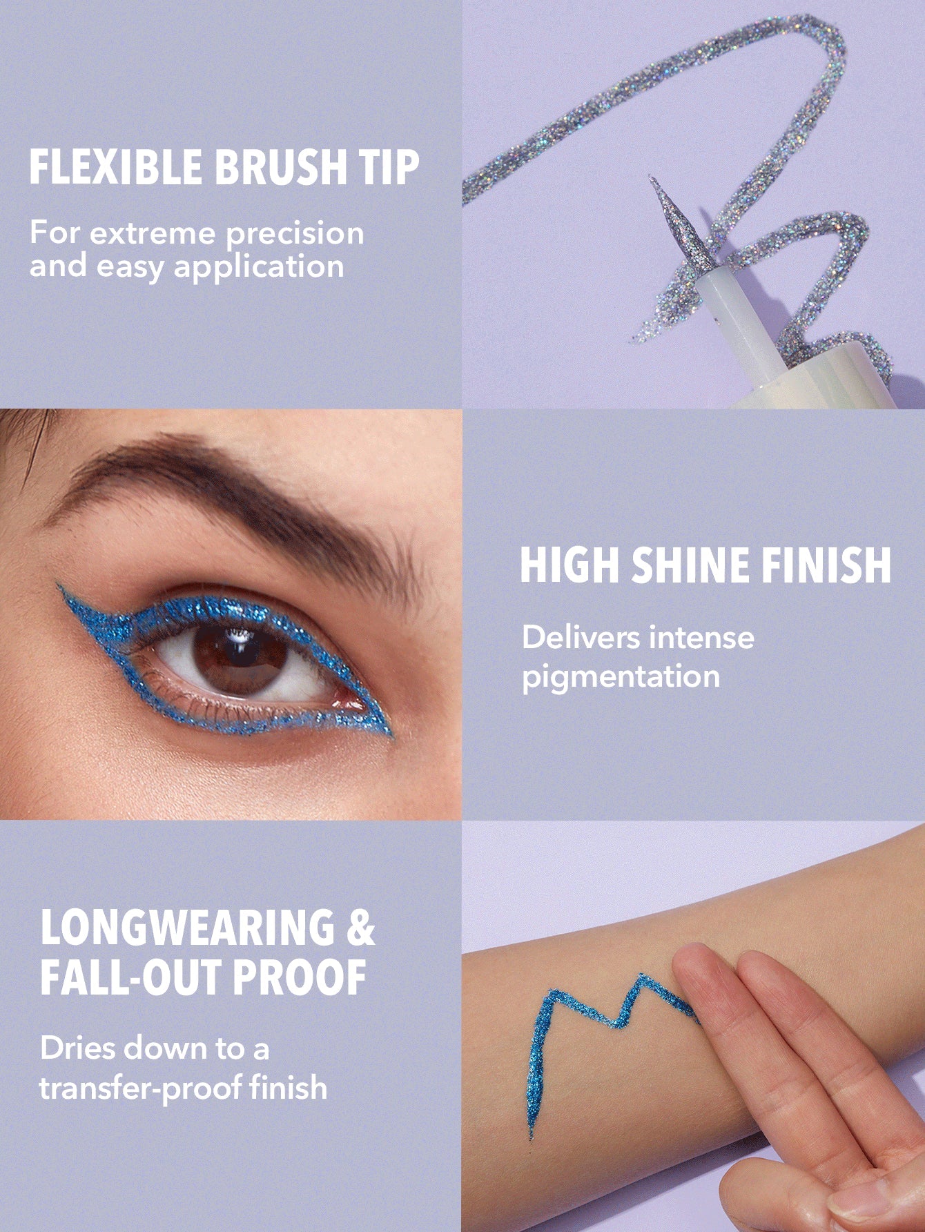SHEGLAM Insta-Party Glitter Liner-Disco Ball Liquid Eyeshadow Gel Silver High Shine Long Lasting Highly Pigmented Long Wear Liquid Liner Y2K Gothic Eyeshadow