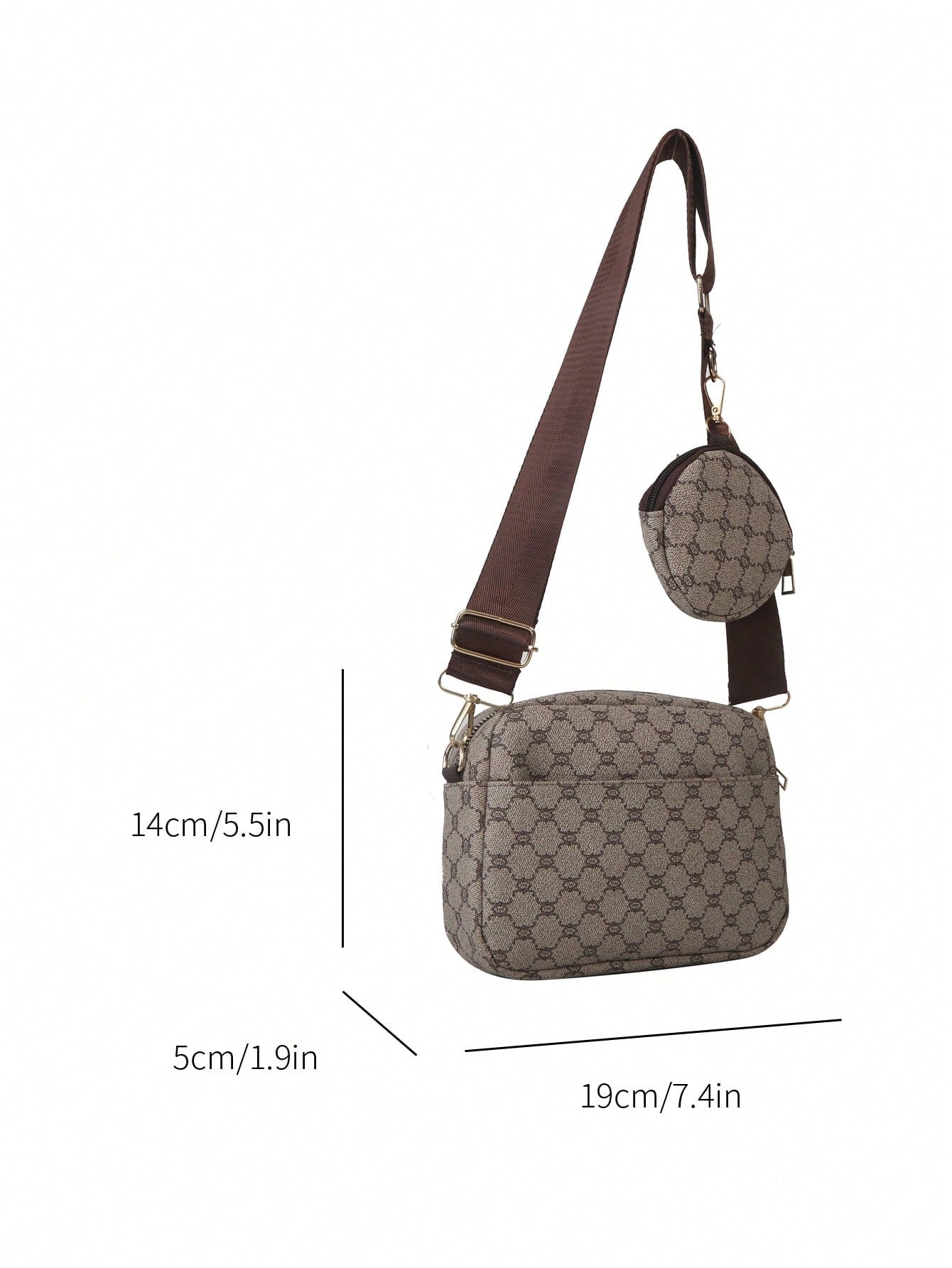 Mini Geometric Pattern Square Bag with Coin Purse , Women Bag with Dime Bag