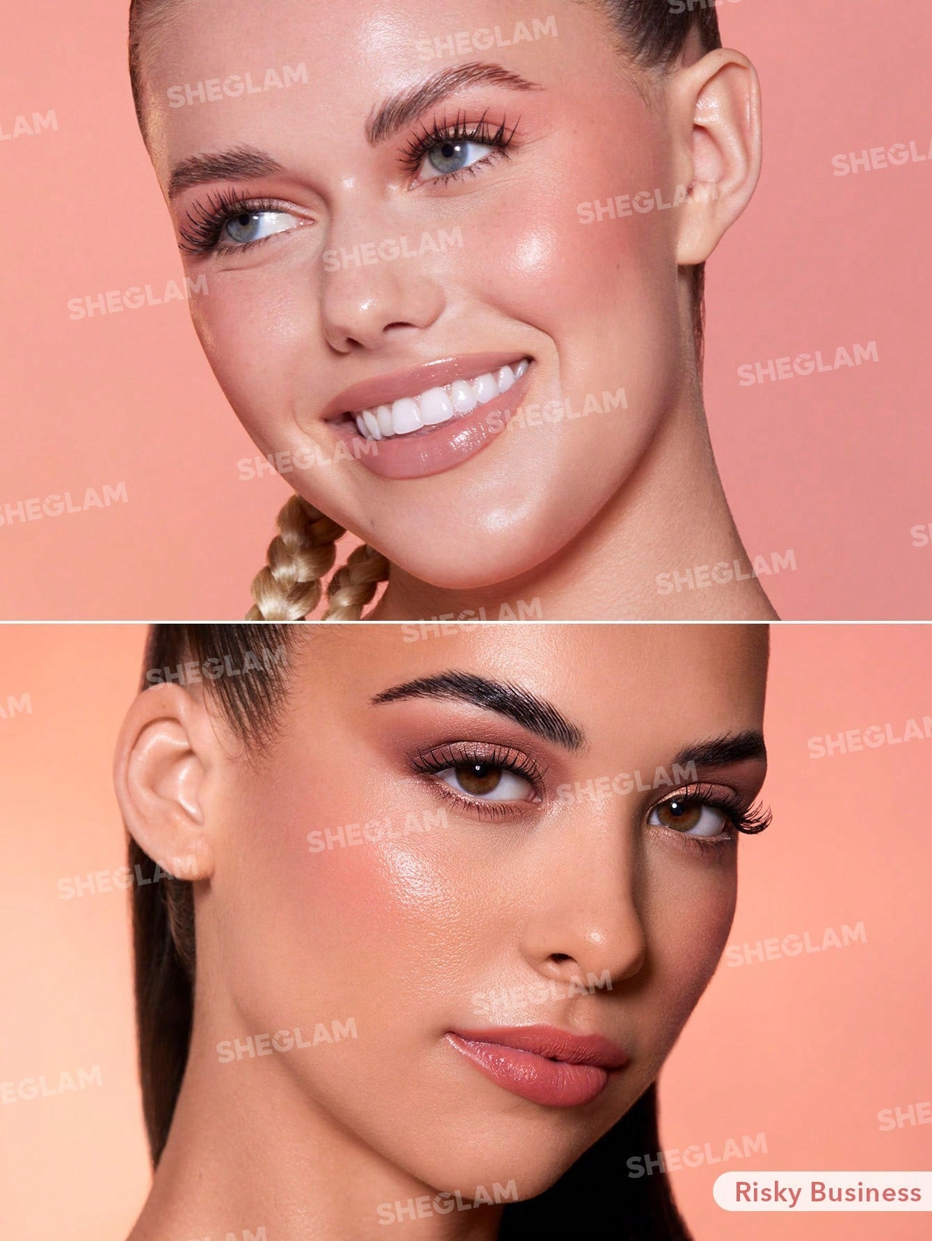 SHEGLAM Color Bloom Dayglow Liquid Blush Shimmer Finish-Risky Business Glowing Gel Cream Blush Long Lasting Non-Fading Highly Pigmented Lightweight Long Wear Smooth Blusher Black Friday Winter Pink Brown Gifts Blush