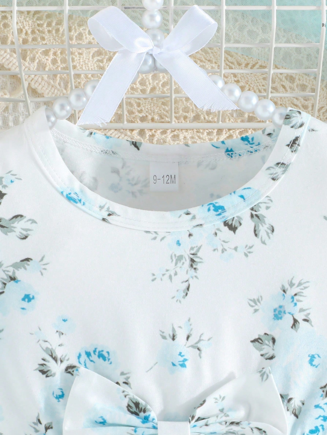 Baby Girl'S Summer Double-Layer Mesh Ruffled Sleeve and Floral Printed Dress with Bow Decor
