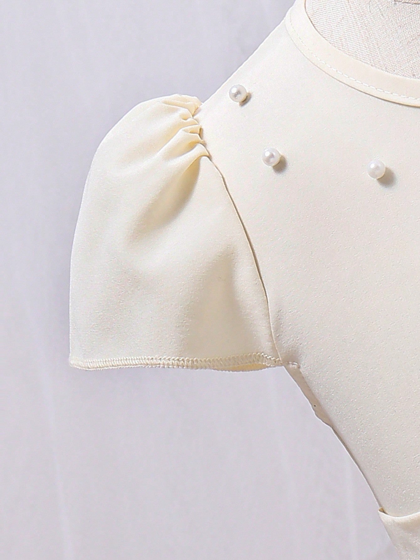 SHEIN Kids CHARMNG Toddler Girls' Party Princess Dress with Bowknot, Pearl Beads and Stud Details