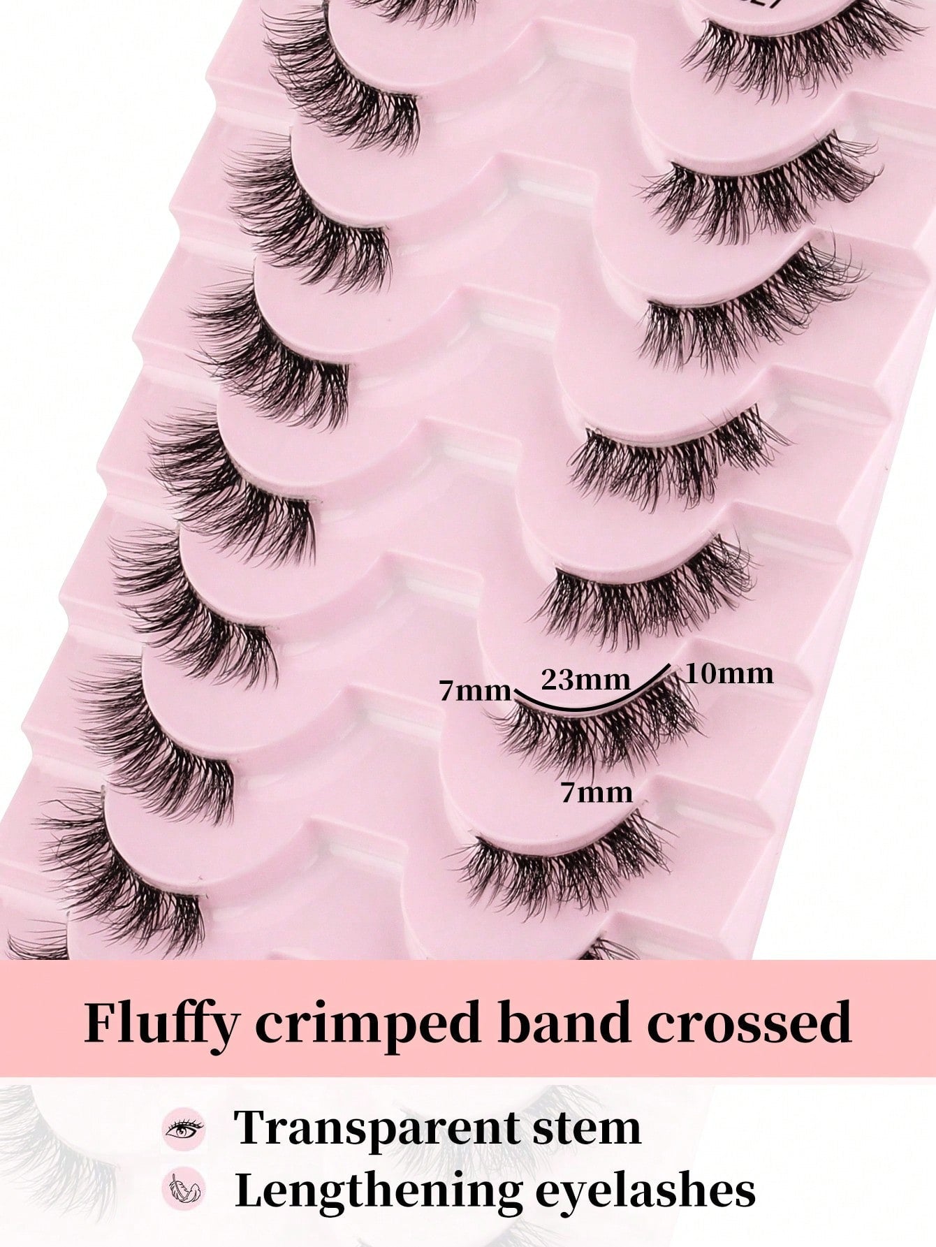 False Eyelashes Strip, 10 Pairs of Crossed & Fluffy & Curly Half Eye Lashes with Invisible Stem, 3D Synthetic Mink Fur Handmade Extension 7-10Mm, Great for Women'S Party Makeup