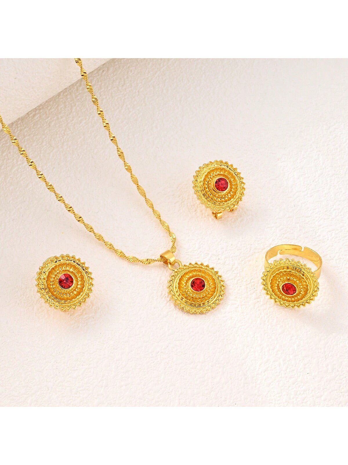 1Pc Gold-Color Traditional Jewelry Set for Women, Wedding Party Gift Set