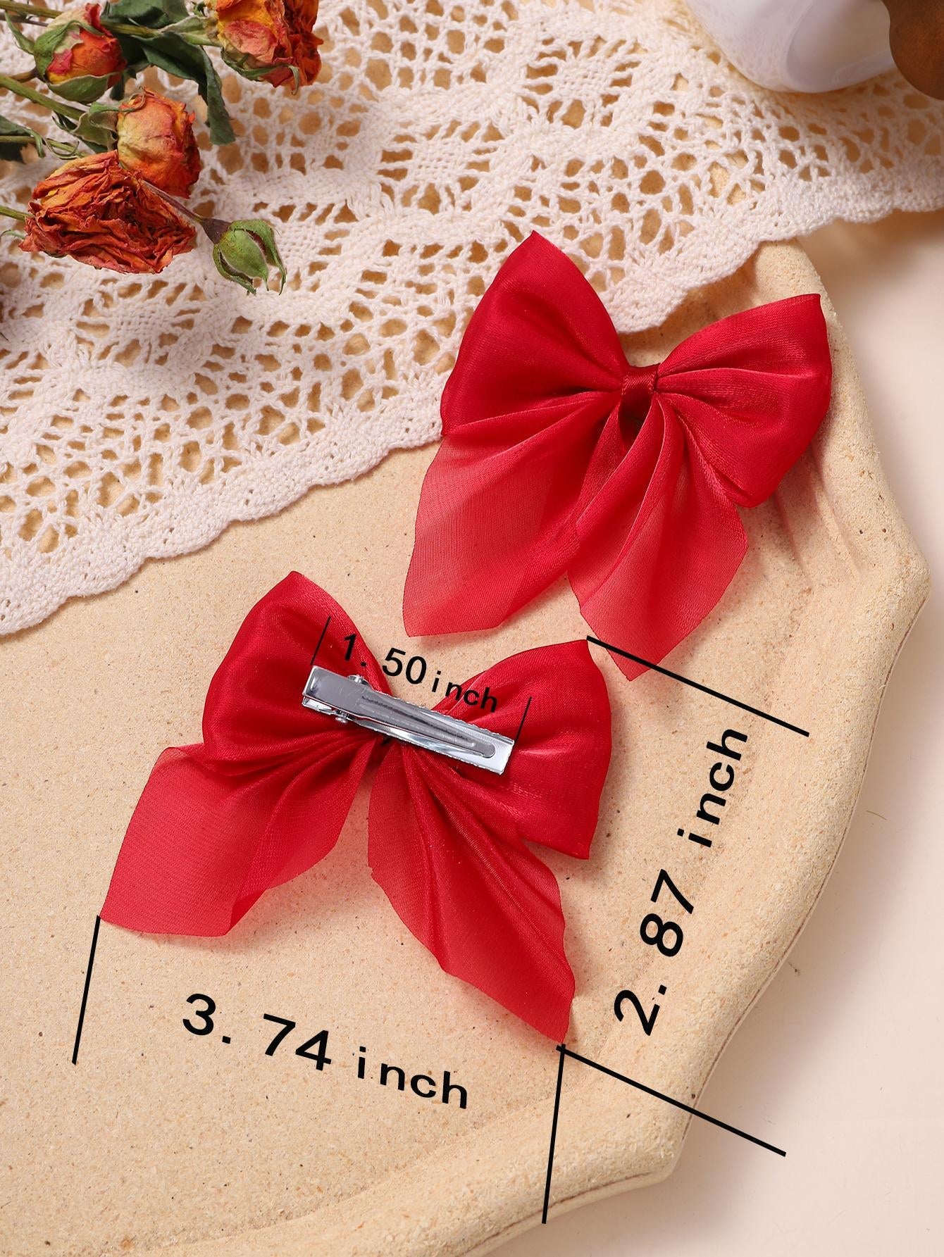 2Pcs Girls Bow Decor Cute Alligator Hair Clip for Hair Decoration