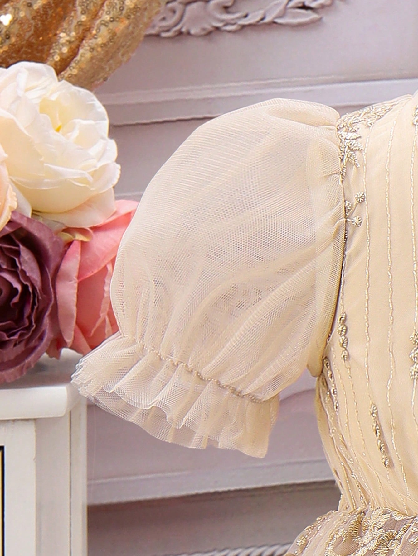 SHEIN Kids Nujoom Young Girl Gorgeous Romantic High-End Evening Dress for Wedding