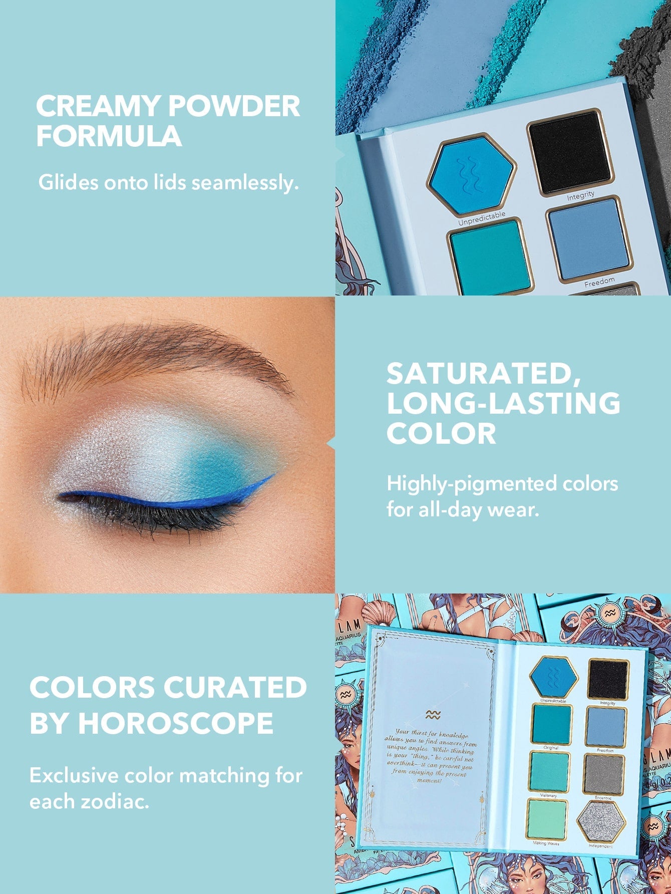 SHEGLAM Ambitious Aquarius Palette 8-Clolor Shimmer Metallic Matte Eyeshadow Palette Silver Blue High Shine High Pigment Long Wear Blendable Cream Eyeshadow Black Friday Winter Purple Eyeshadow