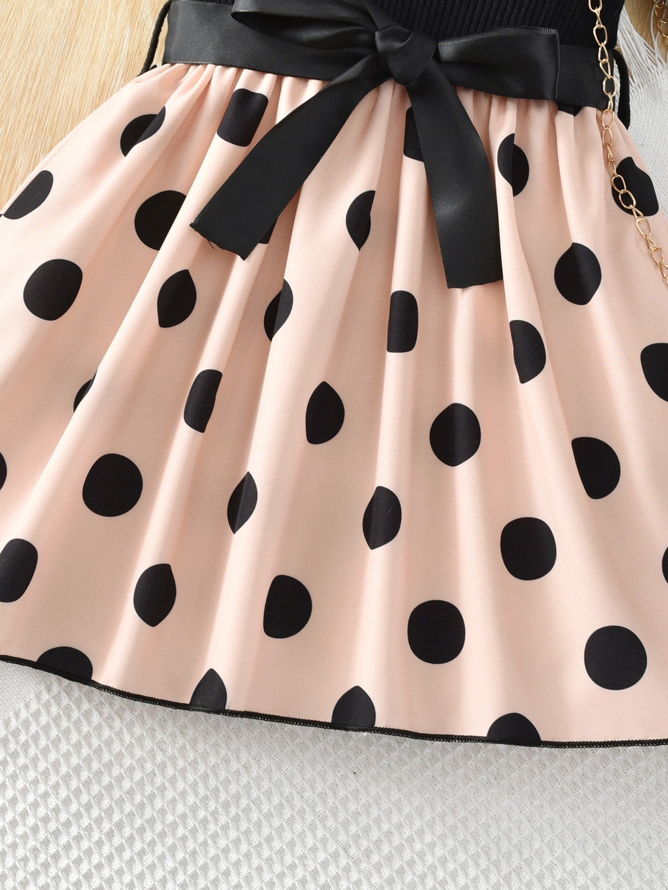 SHEIN Kids CHARMNG Young Girl Polka Dot Print Lace Ruffle Trim Dress