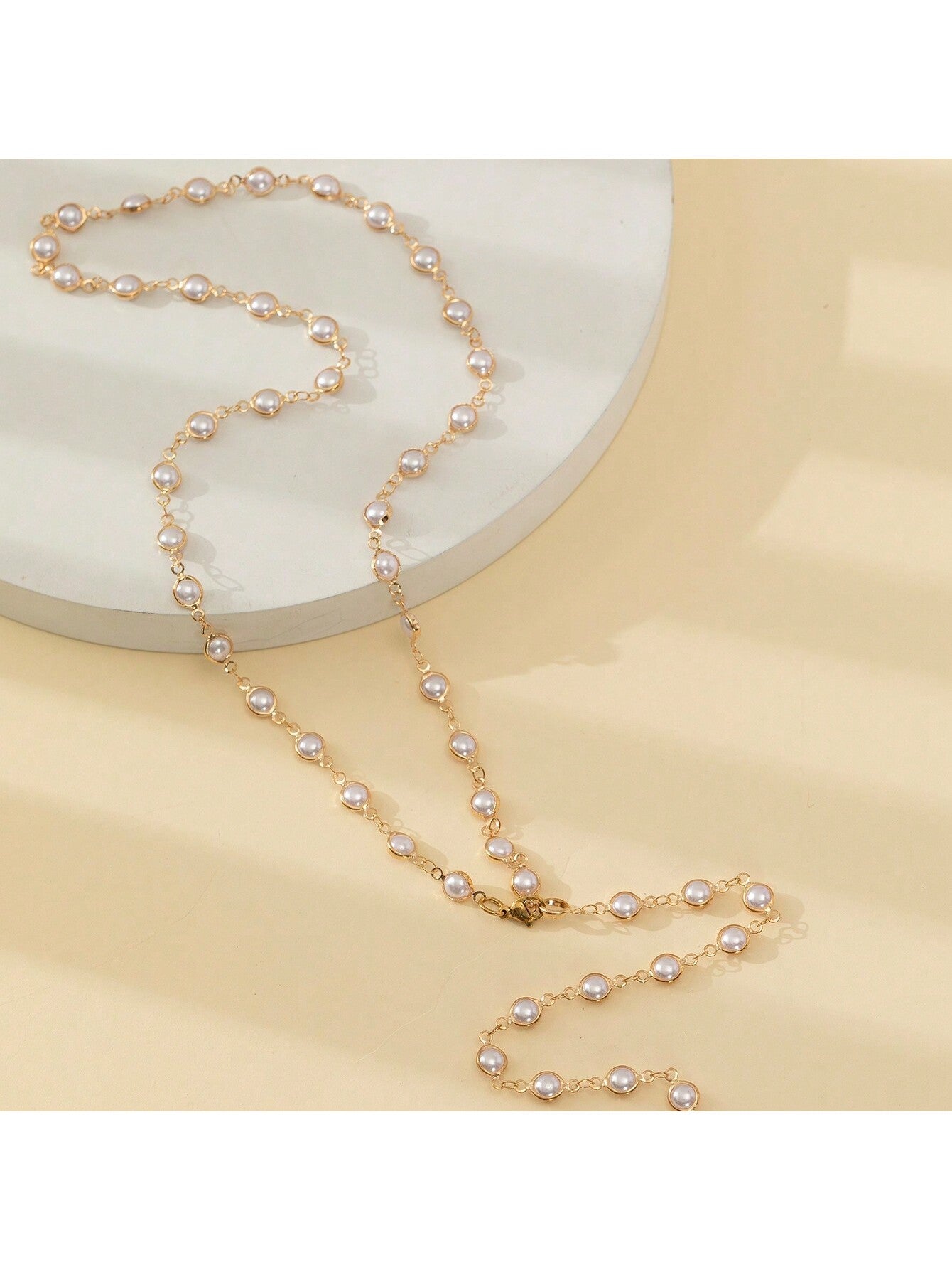 1Pc Elegant Fashionable Pearl Y-Neck Sweater Chain