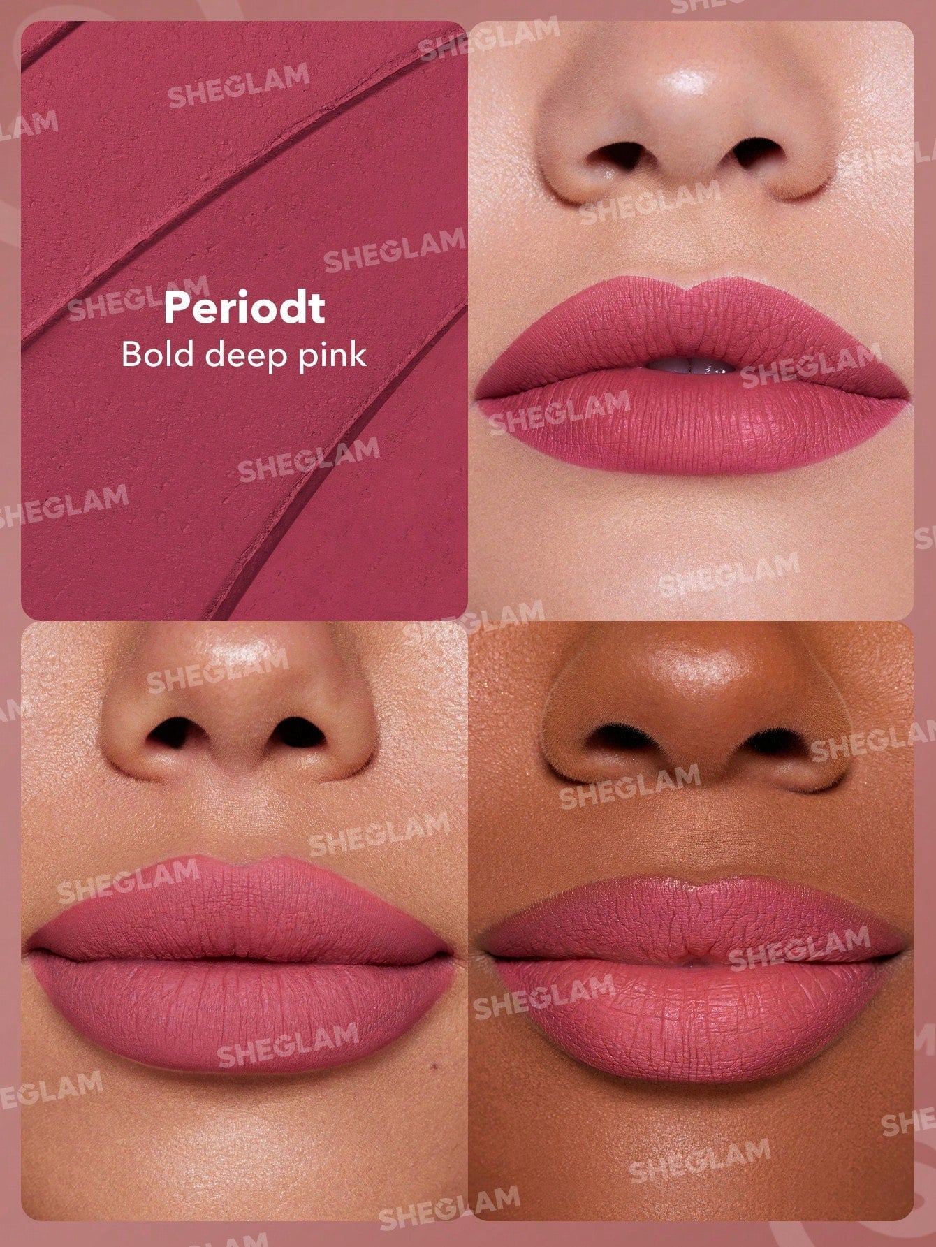 SHEGLAM Dynamatte Boom Long Lasting Matte Lipstick-Periodt 20 Colors Creamy Matte Waterproof Lipstick Amazing Non-Stick Cup Transfer-Proof Lipstick Black Friday Sale Gift Pink Lipstick