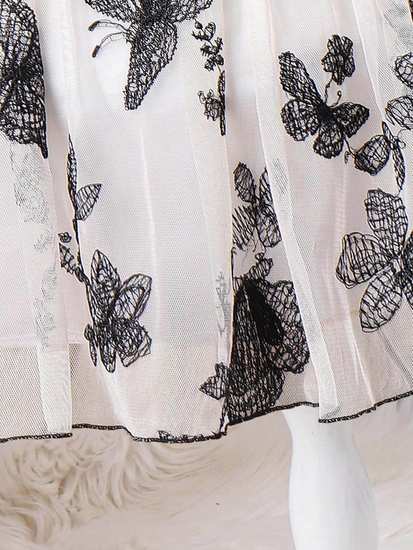 SHEIN Kids CHARMNG Girls' (Little) Contrast Color Butterfly Embroidery Tulle Patchwork Puff Sleeve Poufy Dress