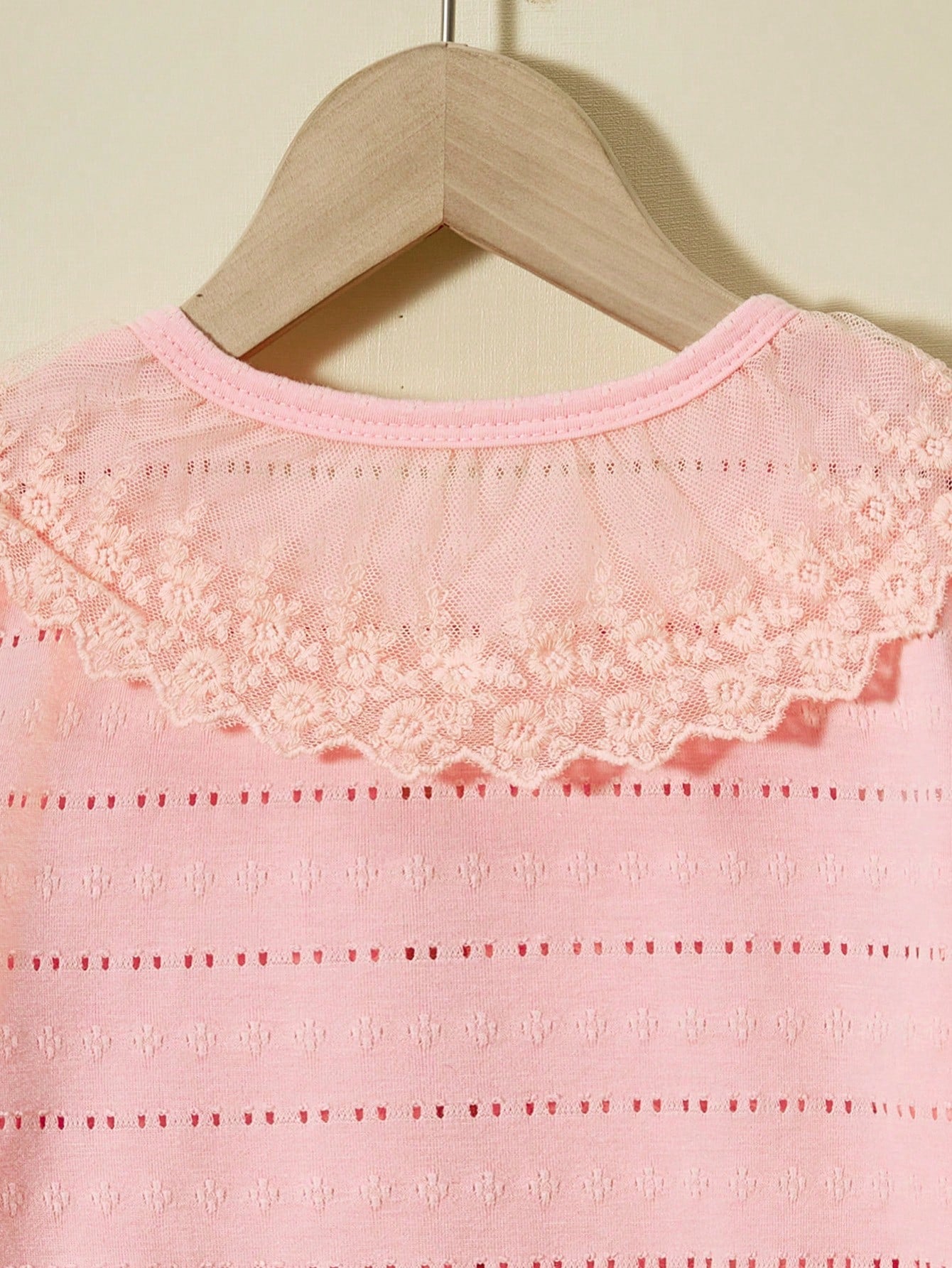 Little Girls' Lace Splice Cardigan with Single Button Closure