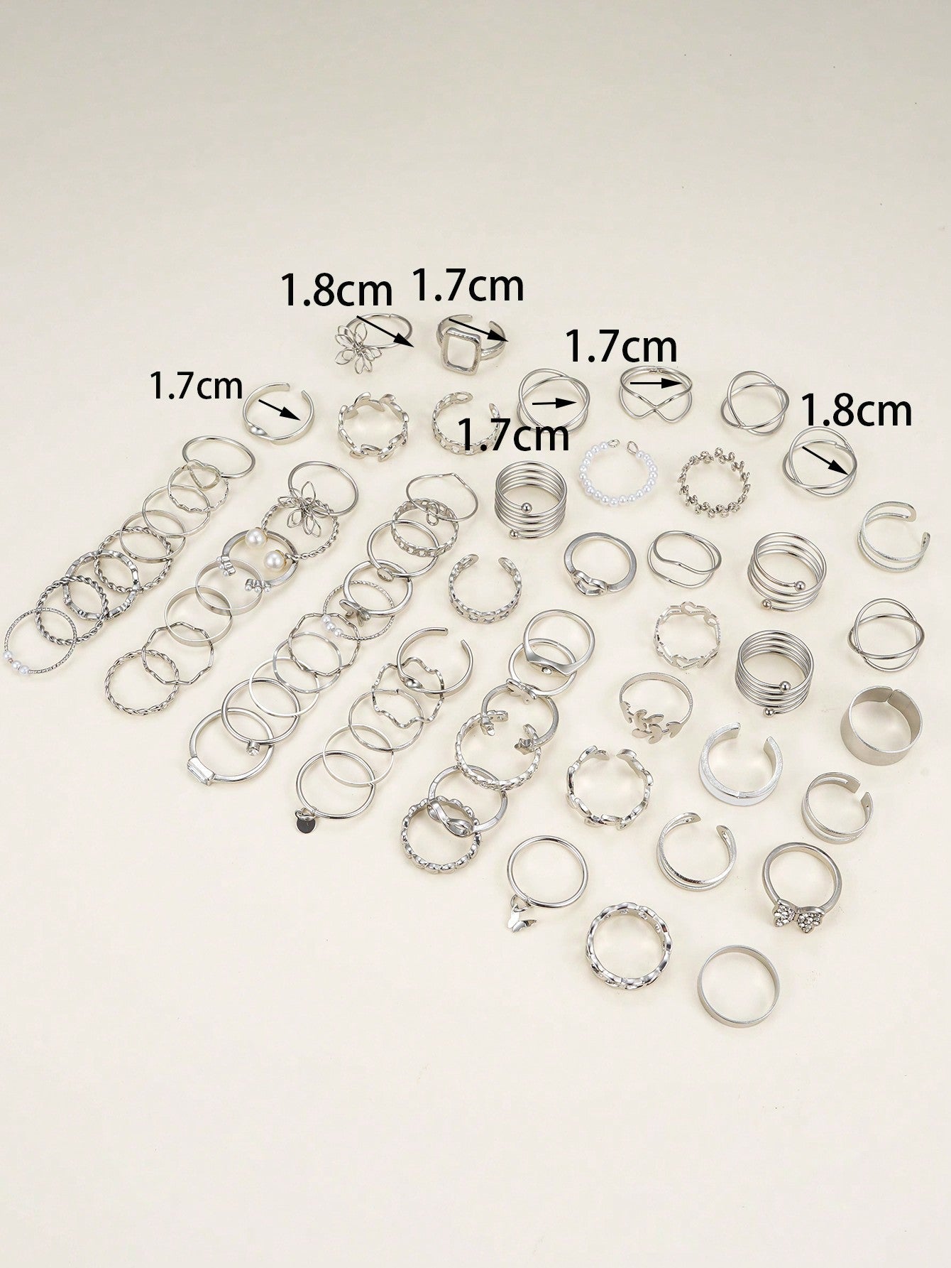 66Pcs Simple Butterfly, Heart & Faux Pearl Design Rings Set for Women, Great for Daily Wear, Dating, Vacation and Gifts (Without Box)
