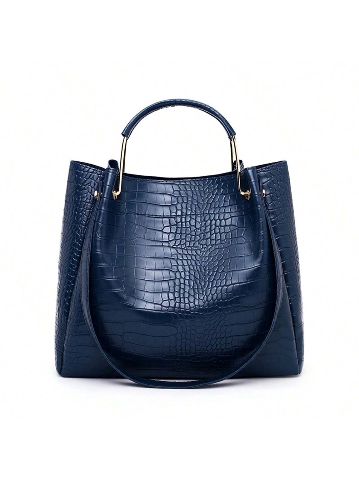 Pu Solid Alligator Pattern New Fashion European and American Style Large Capacity Shoulder Crossbody Handbag Tote Bag Parent-Child 4Pcs Set