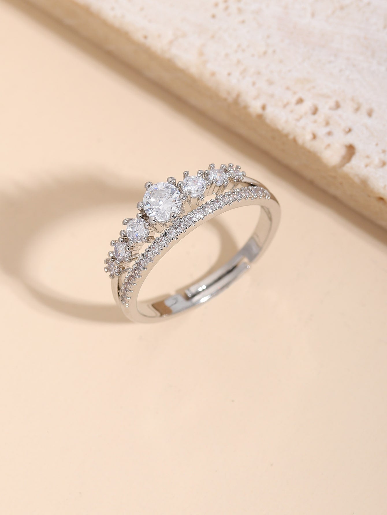 Rhinestone Decor Cuff Ring