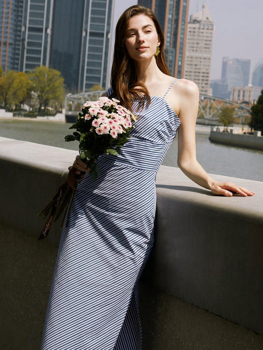 MOTF PREMIUM STRIPED ASYMMETRIC DRESS