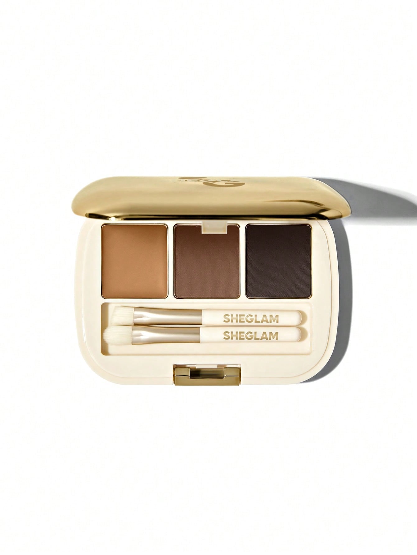 SHEGLAM Full-Filled Eyebrow Palette-101 Dark Brown 3-Color Matte Eyebrow Powder Eyebrow Wax Filling Defining Shaping Eyebrow Makeup with Small Brush Black Friday Party Eyebrow
