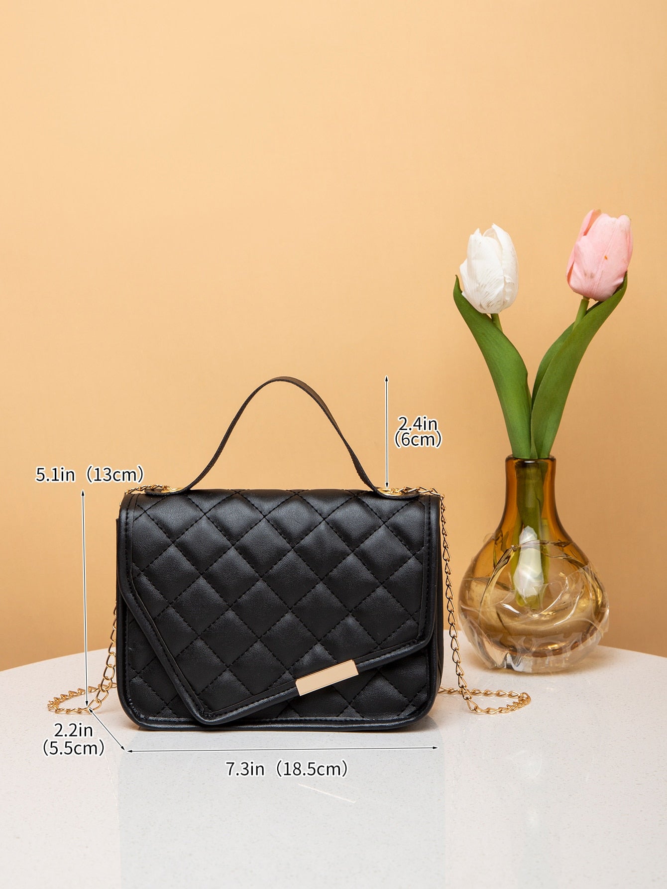 1PC Argyle Quilted Flap Square Bag Handbag