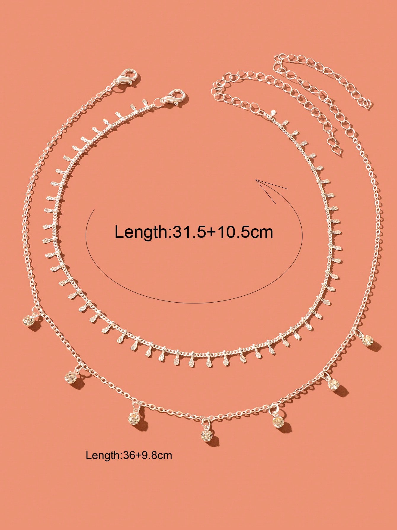 2Pcs Rhinestone Charm Necklace