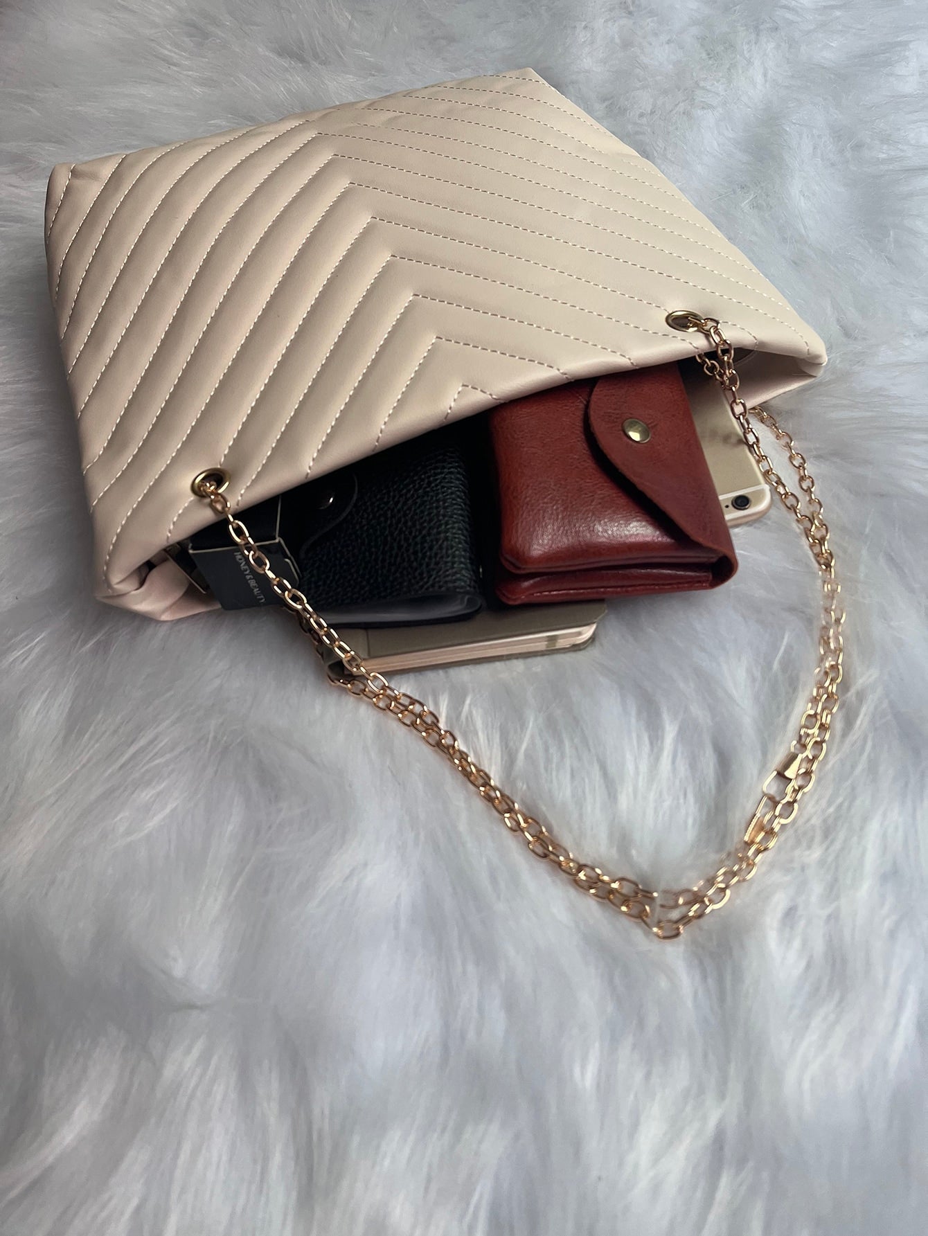 Chevron Quilted Chain Shoulder Tote Bag, Mothers Day Gift for Mom