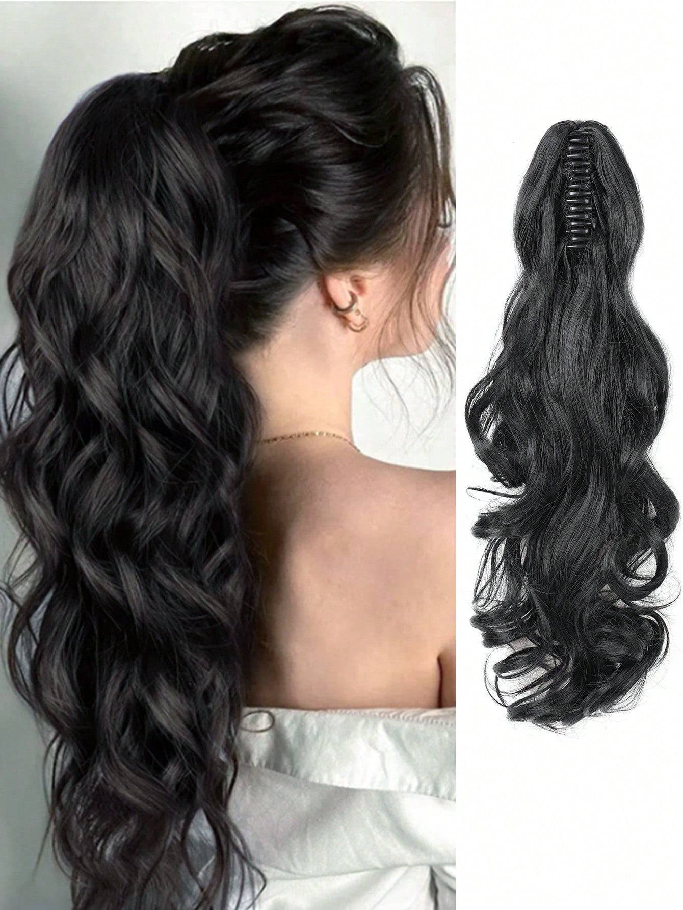 Claw Clip Ponytail Extension Curly Wavy Clip in Long Ponytails Hair Extensions Synthetic Hairpiece for Women