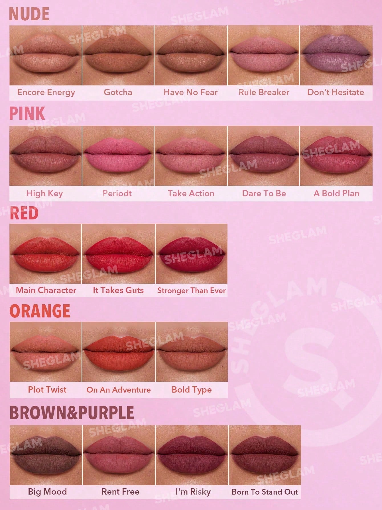 SHEGLAM Dynamatte Boom Long Lasting Matte Lipstick-Stronger than Ever 20 Colors Creamy Matte Waterproof Lipstick Amazing Non-Stick Cup Transfer-Proof Lipstick Black Friday Sale Gift Red Lipstick