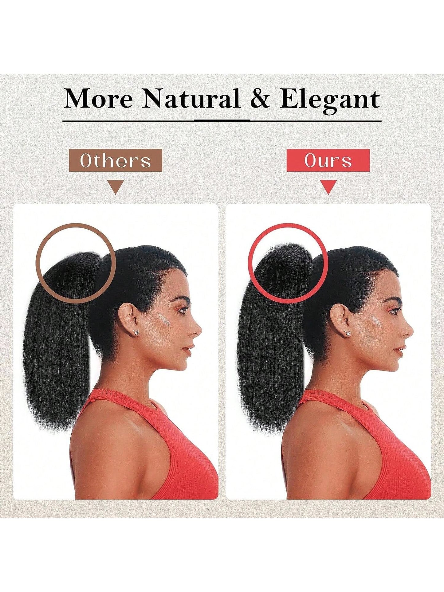12 Inches Kinky Ponytail Hair Extensions Claw Clip Yaki Black Ponytail Extension for Kinky Straight Clip in Ponytail Hair Extensions (12 Inches)