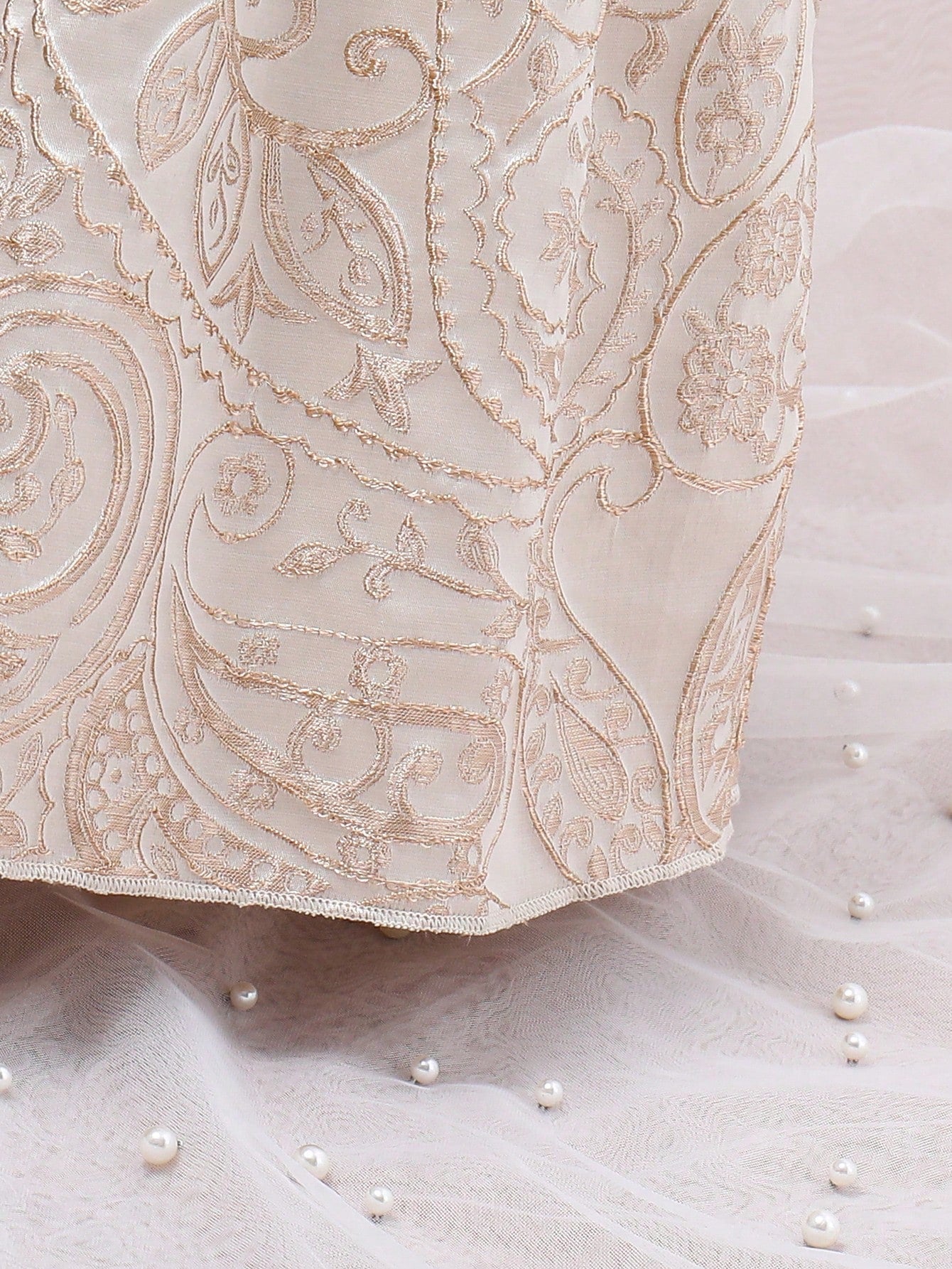 SHEIN Kids CHARMNG Toddler Girls' Party Princess Dress with Bowknot, Pearl Beads and Stud Details