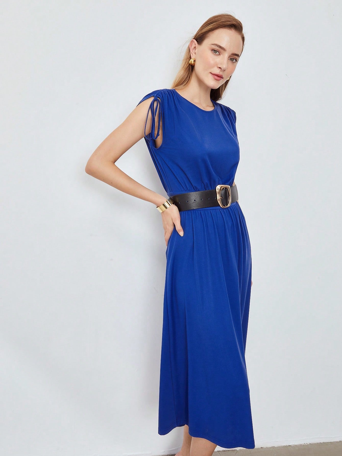 MOTF PREMIUM VISCOSE DRAWSTRING DRESS without BELT