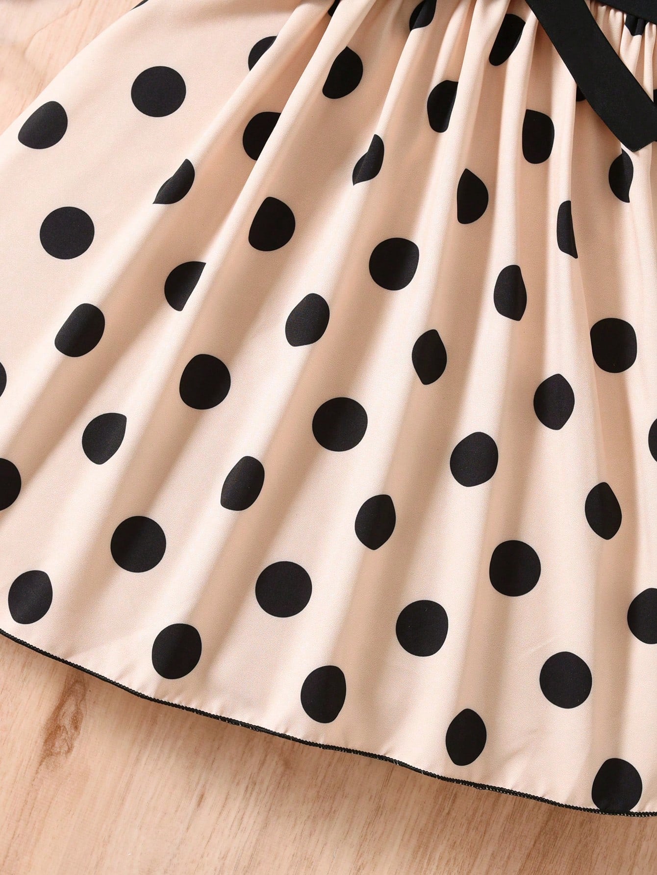 SHEIN Kids FANZEY Tween Girl Polka Dot Print Ruffle Trim Belted Dress