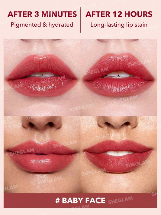 SHEGLAM Take a Hint Lip Tint-Baby Face Color Changing Long-Lasting Lip Gloss High Gloss Finish All Day Non-Sticky Moisturizing Lip Stain for Dry Lips Pink Black Friday Liquid Lipstick