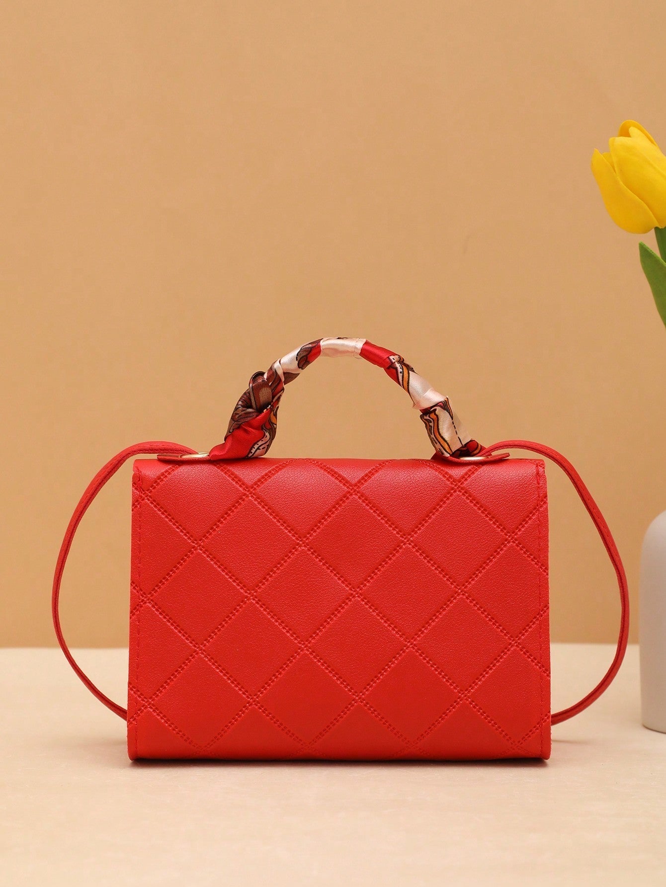 Daily Use Silk Scarf Small Square Handbag for Shopping Gift Bag