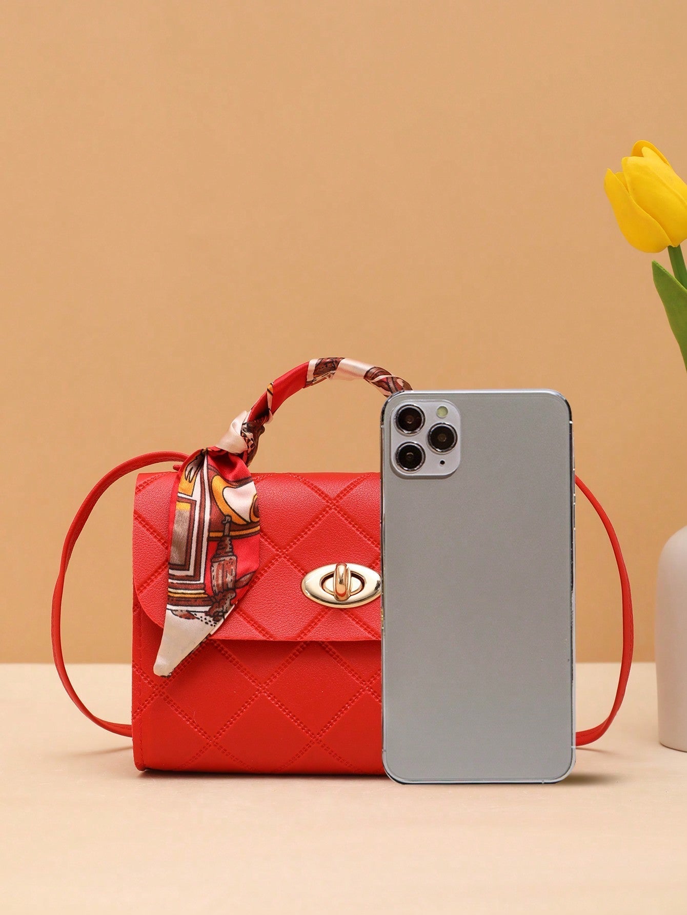 Daily Use Silk Scarf Small Square Handbag for Shopping Gift Bag