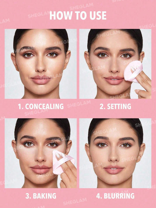 SHEGLAM Insta-Ready Powder Puff 1 Pcs Triangle Shaped Makeup Puff Soft Powder Puff Fan Puff Pink Beauty Makeup Tool Black Friday Sale Makeup Puff Sponge
