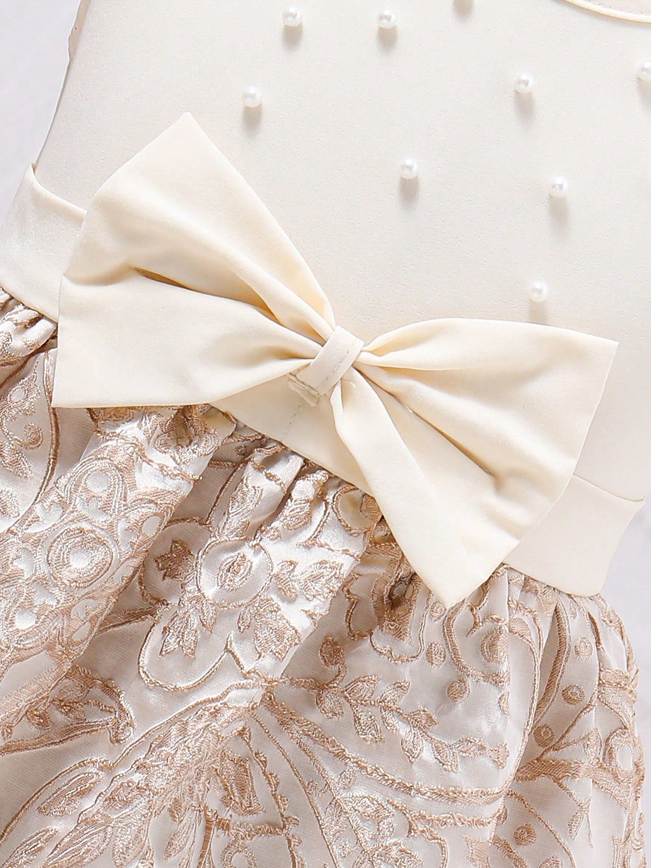 SHEIN Kids CHARMNG Toddler Girls' Party Princess Dress with Bowknot, Pearl Beads and Stud Details