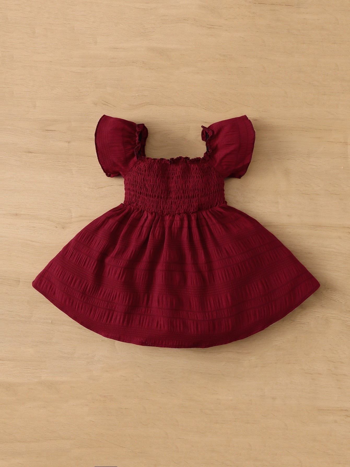 SHEIN Baby Shirred Bodice Butterfly Sleeve Dress