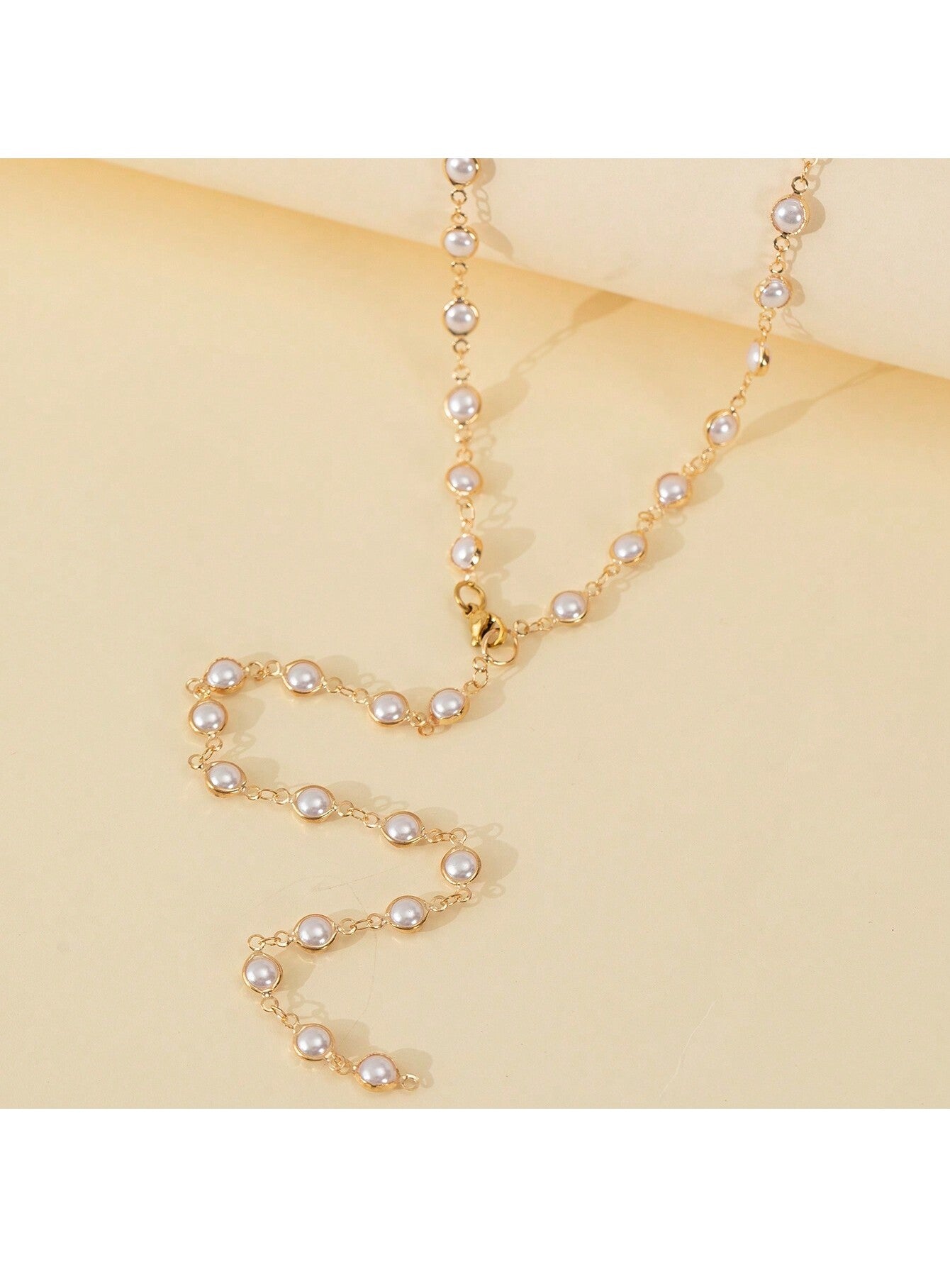 1Pc Elegant Fashionable Pearl Y-Neck Sweater Chain