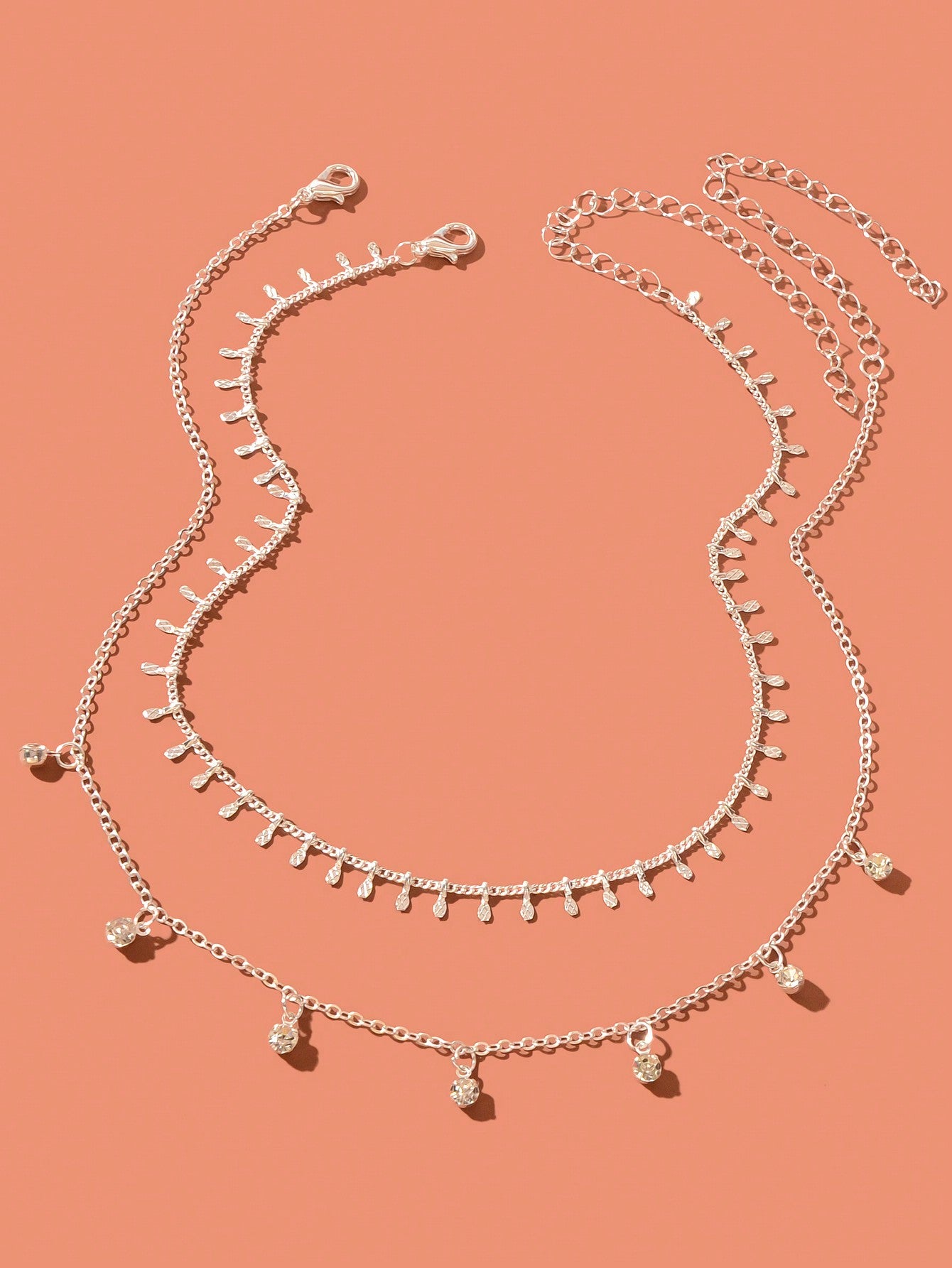 2Pcs Rhinestone Charm Necklace