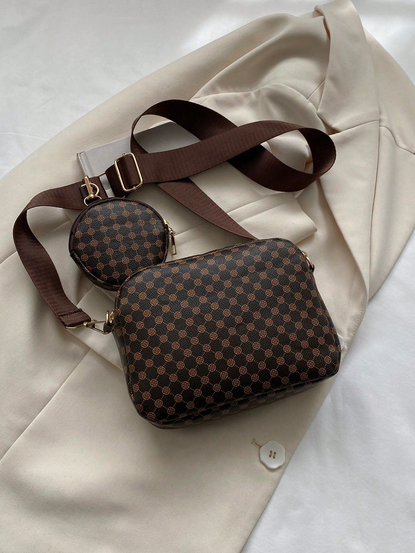 Mini Geometric Pattern Square Bag with Coin Purse
