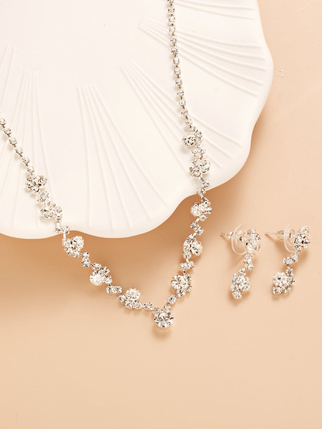 3Pcs Rhinestone Decor Jewelry Set
