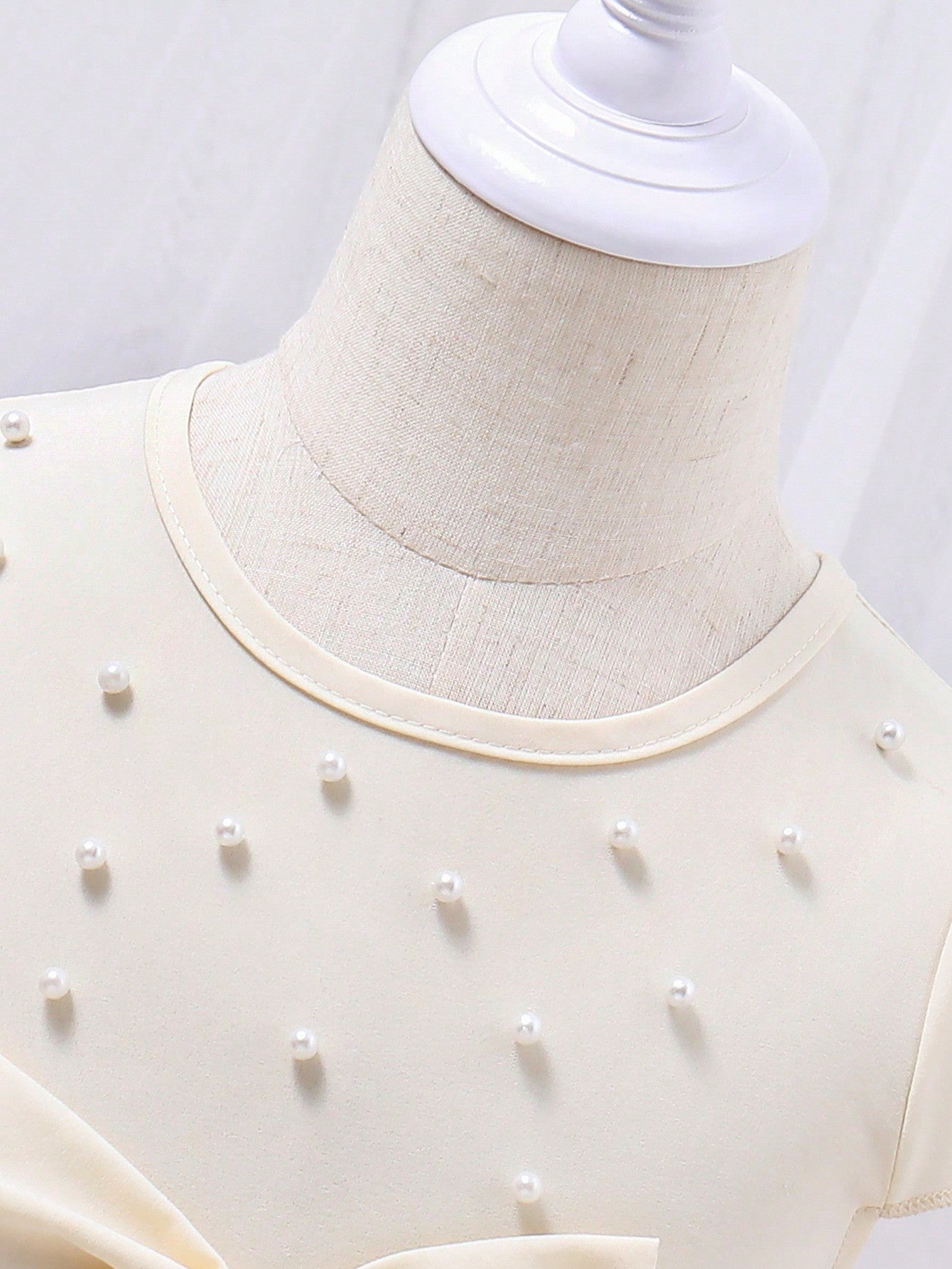 SHEIN Kids CHARMNG Toddler Girls' Party Princess Dress with Bowknot, Pearl Beads and Stud Details