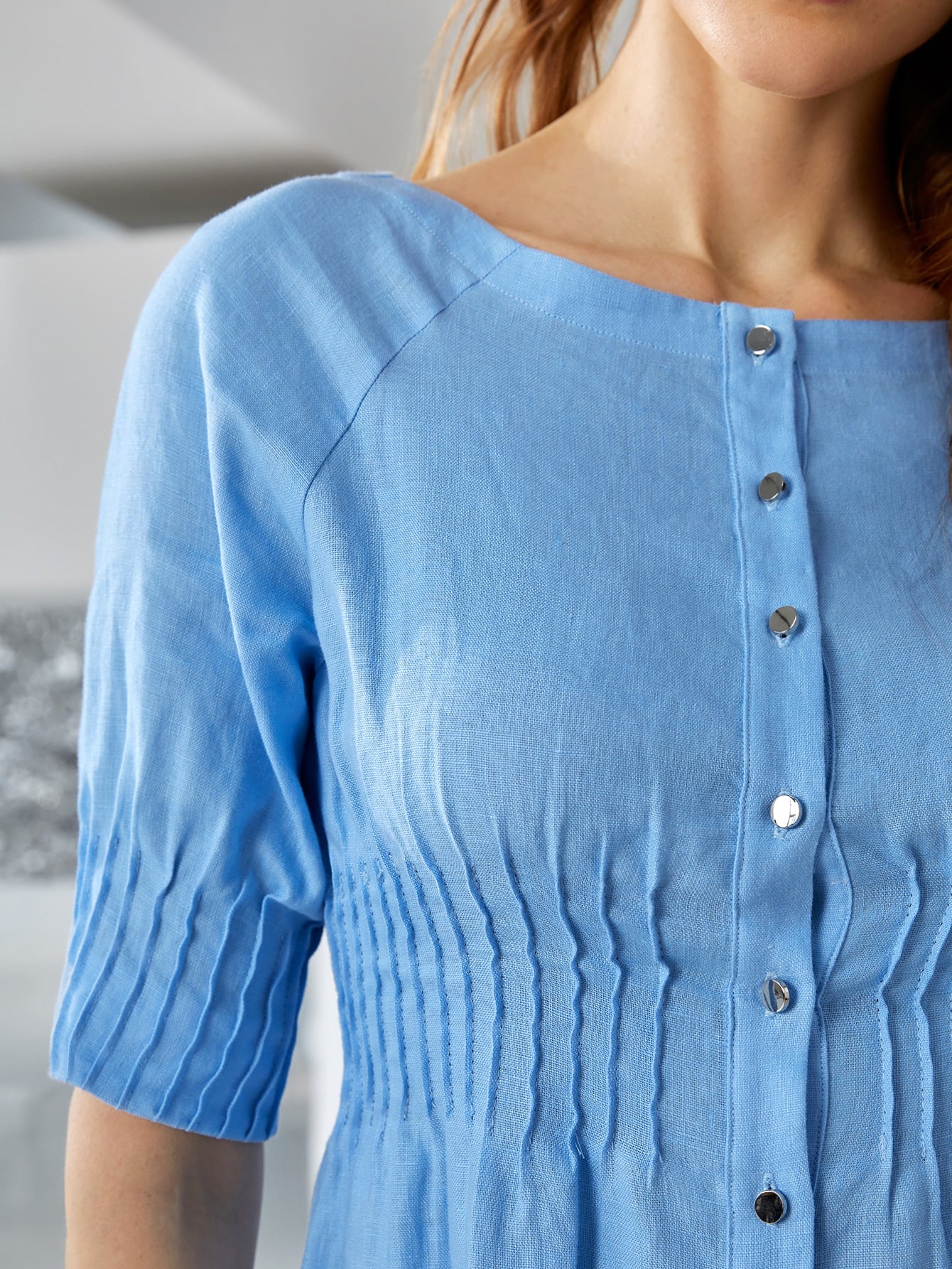 MOTF PREMIUM 100% LINEN RAGLAN SLEEVE DRESS