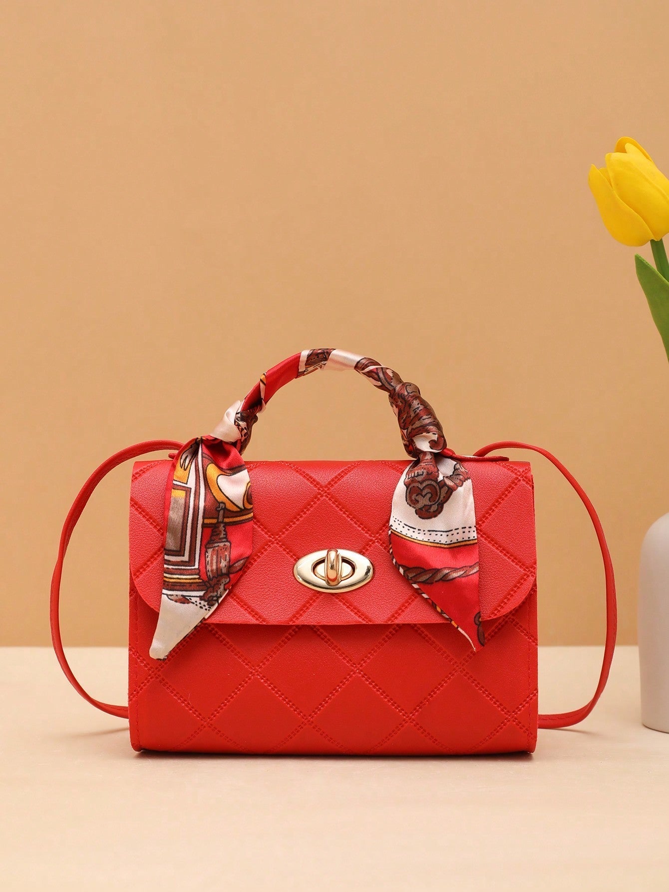 Daily Use Silk Scarf Small Square Handbag for Shopping Gift Bag